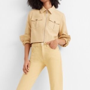 Club Monaco Textured Ginger Mustard Cropped Jacket